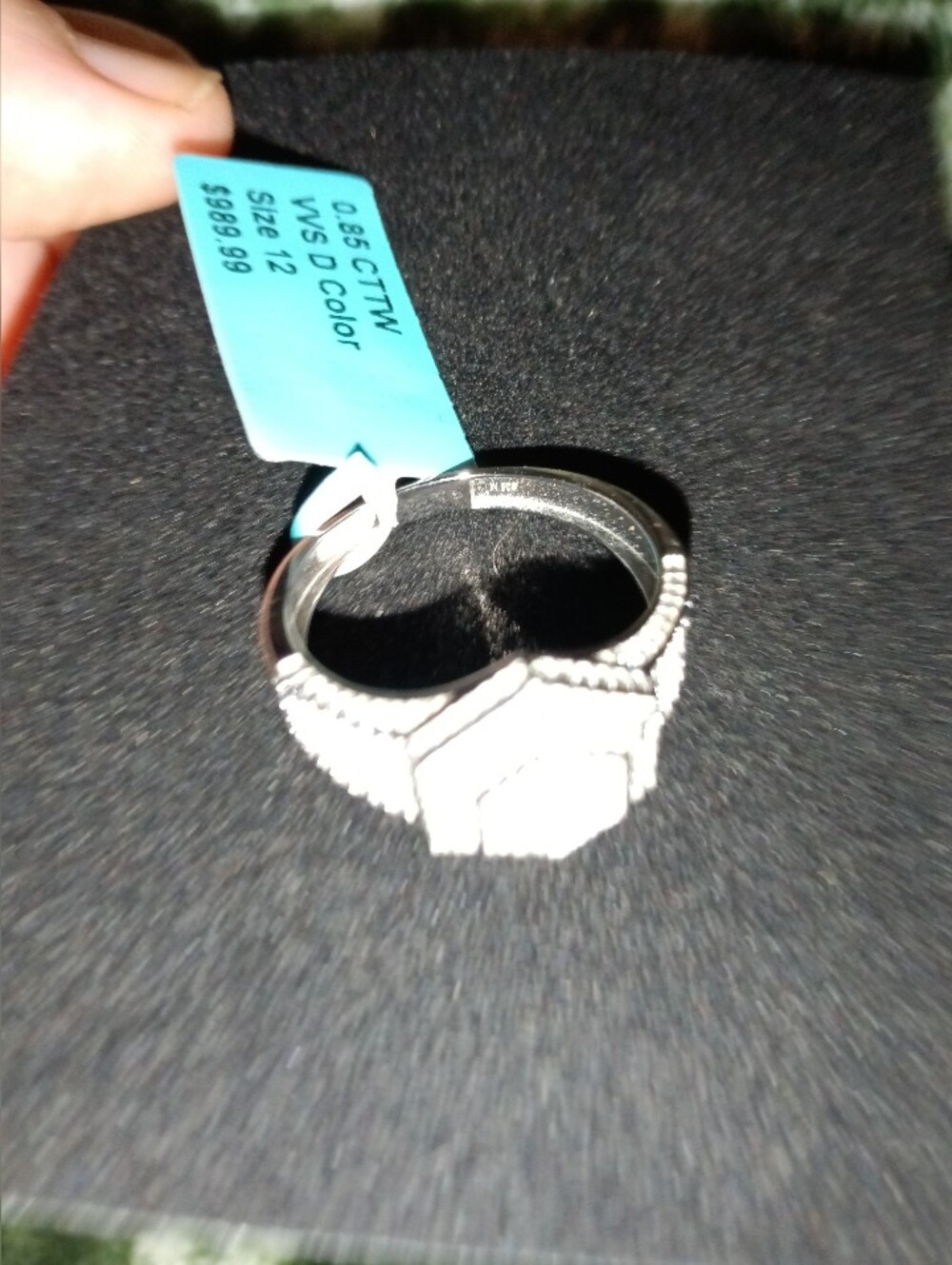 Size 12 Sterling Silver Moissanite Men’s Statement Ring - Classic Hex Design